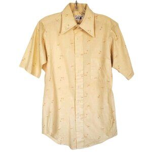 Vintage 1960s Van Heusen 417 Floral Print Mens Dress Shirt Size 14 1/2